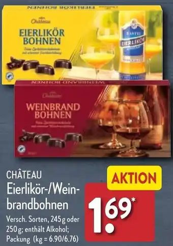 Aldi Nord CHÂTEAU Eierlikör/Weinbrandbohnen 245 g oder 250 g Angebot