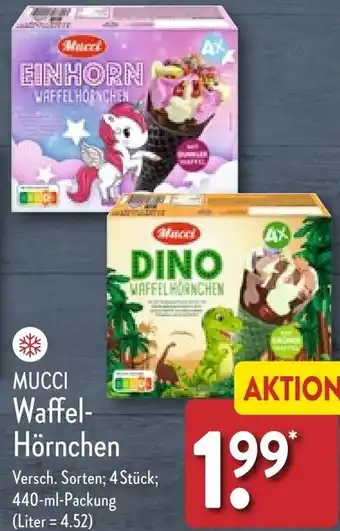 Aldi Nord MUCCI Waffel-Hörnchen 440 ml Packung Angebot