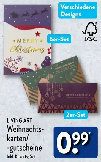 Aldi Nord LIVING ART Weihnachtskarten/gutscheine Angebot