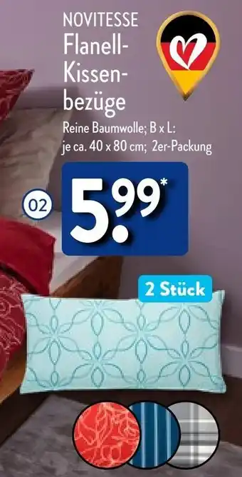 Aldi Nord NOVITESSE Flanell Kissenbezüge Angebot