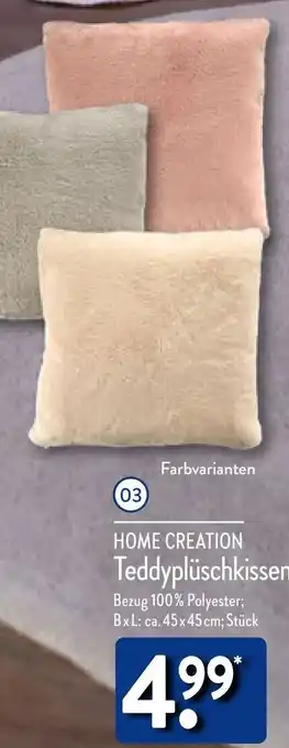 Aldi Nord HOME CREATION Teddyplüschkissen Angebot