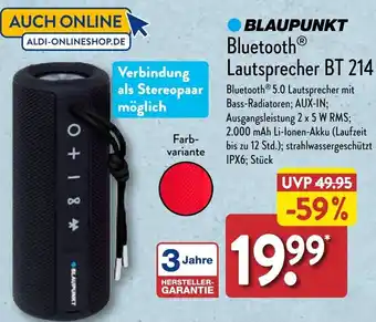 Aldi Nord BLAUPUNKT Bluetooth Lautsprecher BT 214 Angebot