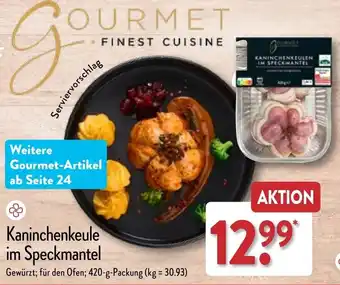 Aldi Nord GOURMET FINEST CUISINE Kaninchenkeule im Speckmantel 420 g Packung Angebot