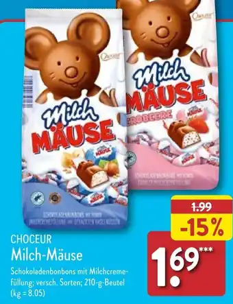 Aldi Nord CHOCEUR Milch-Mäuse 210 g Beutel Angebot