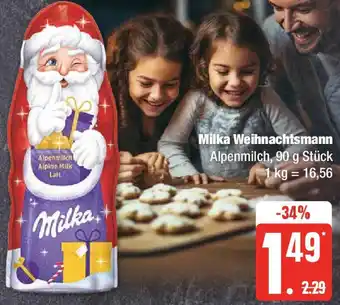 Edeka Milka Weihnachtsmann 90 g Stück Angebot