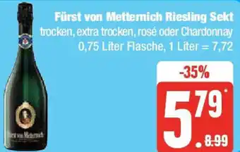 Edeka Fürst von Metternich Riesling Sekt 0,75 Liter Flasche Angebot