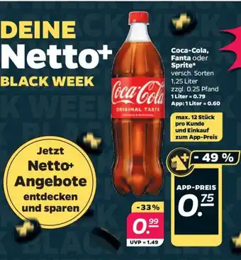 NETTO Coca-Cola, Fanta oder Sprite versch. Sorten 1,25 Liter Angebot