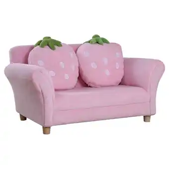 Netto Marken-Discount Homcom kinder erdbeersofa rosa, grün 90 x 50 x 43 cm (lxbxh) kindersessel softsofa kinderzimmer sofa sessel Angebot