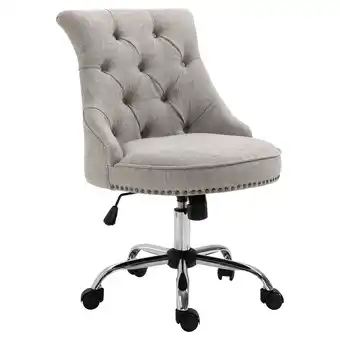 Netto Marken-Discount Homcom polsterstuhl mit chesterfield-lehne hellgrau 54 x 65,5 x (84-91) cm (bxtxh) bürostuhl computerstuhl schreibtischstuhl Angebot