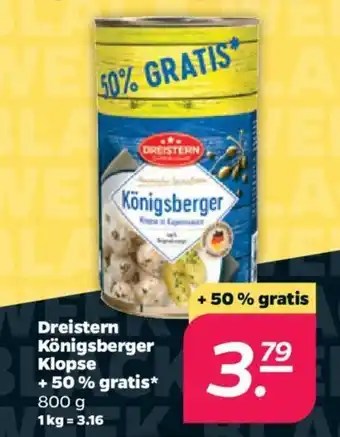 NETTO Dreistern Königsberger Klopse + 50% gratis 800 g Angebot