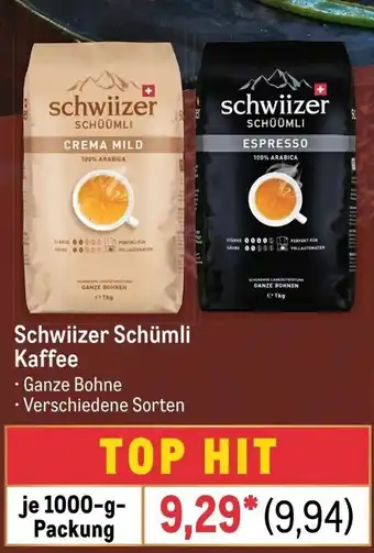 METRO Schwiizer Schümli Kaffee je 1000 g Angebot