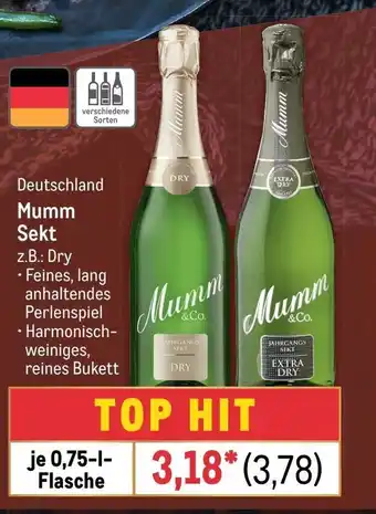 METRO Deutschland Mumm Sekt je 0,75 L Angebot