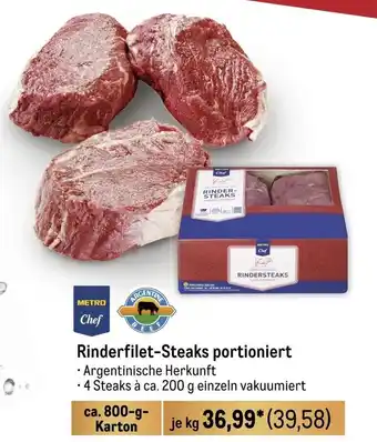 METRO METRO Chef Rinderfilet-Steaks portioniert je kg Angebot