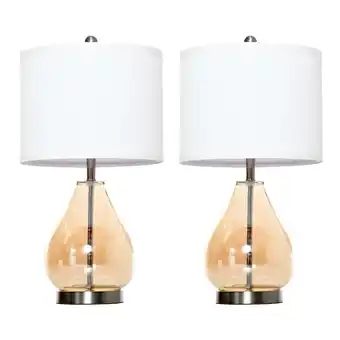 Netto Marken-Discount Homcom 2er-tischlampenset mit leinen-lampenschirm weiß, silber, bernstein 30 x 56 cm (øxh) tischleuchte, nachttischlampe, tis Angebot