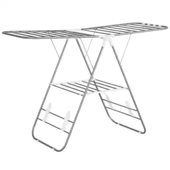 Netto Marken-Discount Homcom wäscheständer klappbar silber, weiß 148 x 60,5 x 98 cm (lxbxh) klappbarer standtrockner trockenständer ständer Angebot