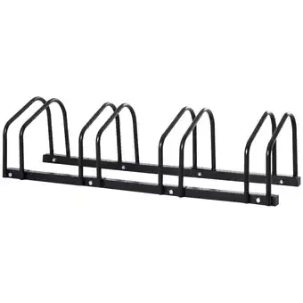 Netto Marken-Discount Homcom fahrradhalter mit 4 halterungen schwarz 110l x 33b x 27h cm fahrradständer radständer mehrfachständer aufstellständer Angebot