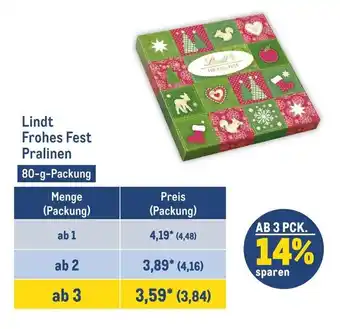 METRO Lindt Frohes Fest Pralinen 80-g-Packung Angebot