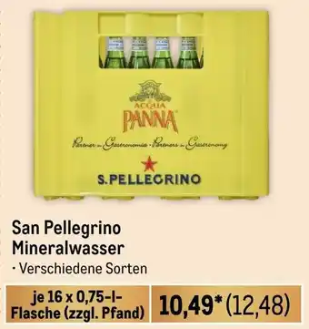 METRO San Pellegrino Mineralwasser 16*750ml Angebot