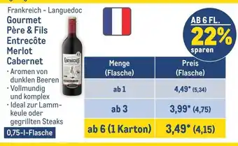 METRO Gourmet Père & Fils Entrecôte Merlot Cabernet 750ml Angebot