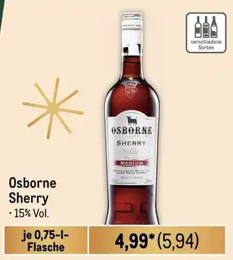 METRO Osborne Sherry je 0,75-L Angebot