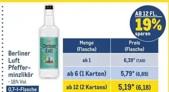 METRO Berliner Luft Pfefferminzlikör 700ml Angebot