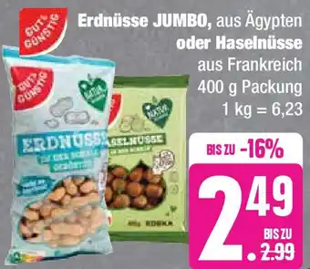 Edeka Gut & Günstig Erdnüsse JUMBO oder Haselnüsse 400 g Packung Angebot