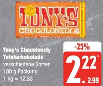 Edeka Tony's Chocolonely Tafelschokolade 180 g Packung Angebot