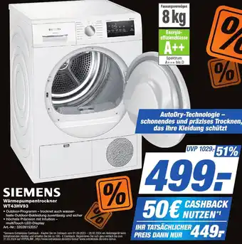 Expert Technomarkt SIEMENS Wärmepumpentrockner WT43HV93 Angebot