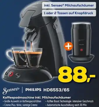 Euronics Senseo PHILIPS HD6553/65 Kaffeepadmaschine inkl. Milchaufschäumer Angebot