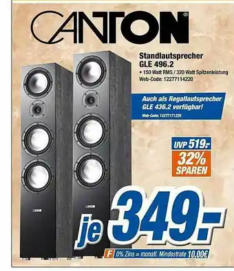 Expert Klein Canton Standlautsprecher Gle 496.2 Angebot