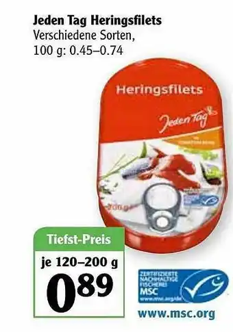 Globus Jeden Tag Heringsfilets Angebot