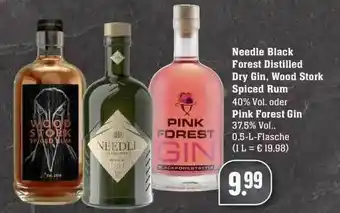 Edeka Needle Black Forest Distilled Dry Gin, Wood Stork Spiced Rum Oder Pink Forest Gin Angebot