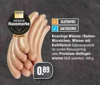 Edeka Knackige Wiener- Oder Saiten-würstchen, Wiener Mit Kalbfleisch Oder Premium-geflügelwiener Angebot