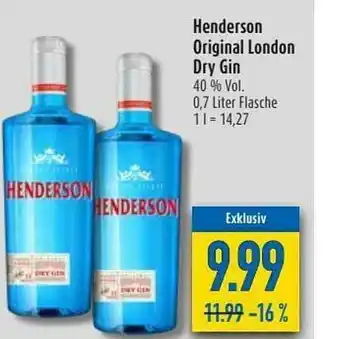 diska Henderson Original London Dry Gin Angebot