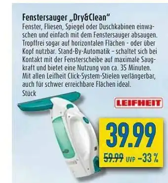 diska Leifheit Fenstersauger „dry&clean” Angebot