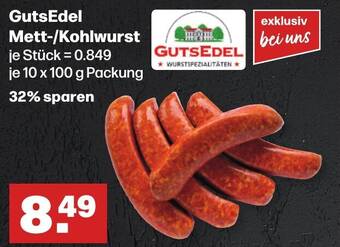 Handelshof GutsEdel Mett-/Kohlwurst je Stück = 0.849 je 10 x 100 g Angebot