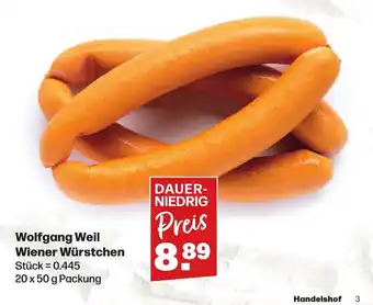 Handelshof Wolfgang Weil Wiener Würstchen 20 x 50 g Packung Angebot