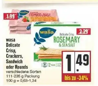 Edeka Wasa Delicate Crisp, Crackers, Sandwich Oder Rounds Angebot