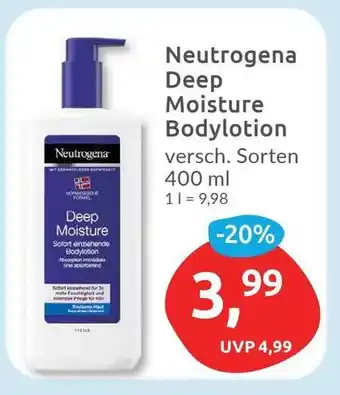 Budni Neutrogena Deep Moisture Bodylotion versch. Sorten 400 ml Angebot