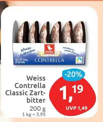 Budni Weiss Contrella Classic Zartbitter 200 g Angebot