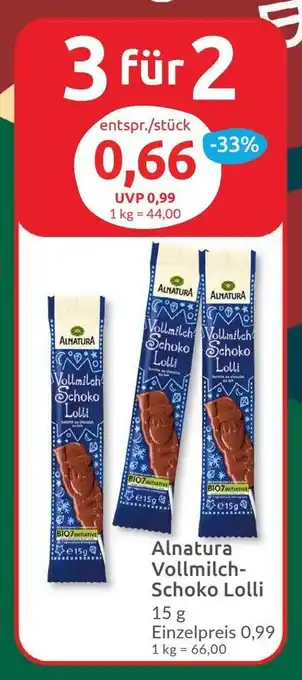 Budni Alnatura Vollmilch-Schoko Lolli 15 g Angebot