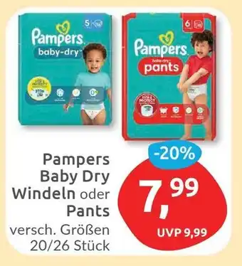 Budni Pampers Baby Dry Windeln oder Pants versch. Größen 20/26 Stück Angebot