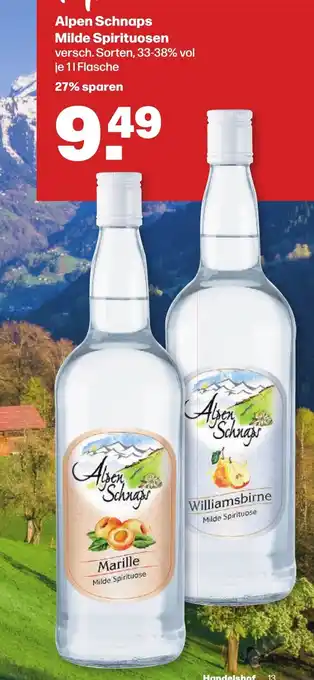 Handelshof Alpen Schnaps Milde Spirituosen 1L Angebot