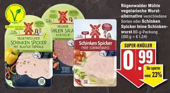Edeka Neukauf Rügenwalder Mühle vegetarische Wurstalternative oder Schinken Spicker feine Schinkenwurst 80g Angebot