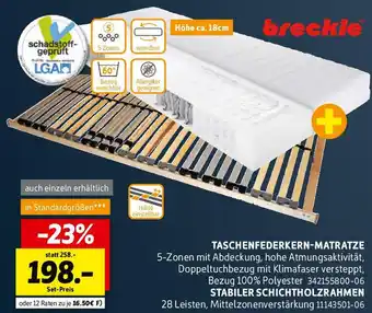 SCONTO breckle TASCHENFEDERKERN-MATRATZE und STABILER SCHICHTHOLZRAHMEN Angebot