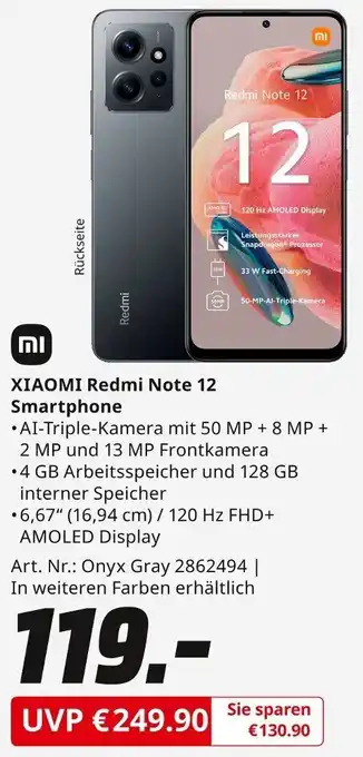 MediaMarkt XIAOMI Redmi Note 12 Smartphone Angebot
