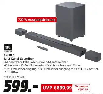 MediaMarkt JBL Bar 800 5.1.2-Kanal-Soundbar Angebot