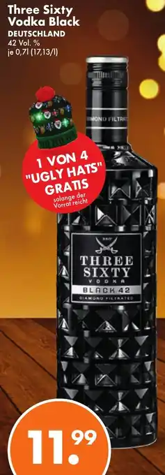 Trink und Spare Three Sixty Vodka Black 0,7 L Angebot