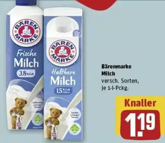 REWE Bärenmarke Milch 1-l-Pckg. Angebot