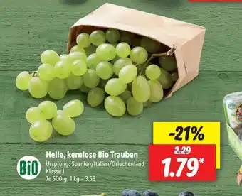 Lidl Helle, Kernlose Bio Trauben Je 500g Angebot